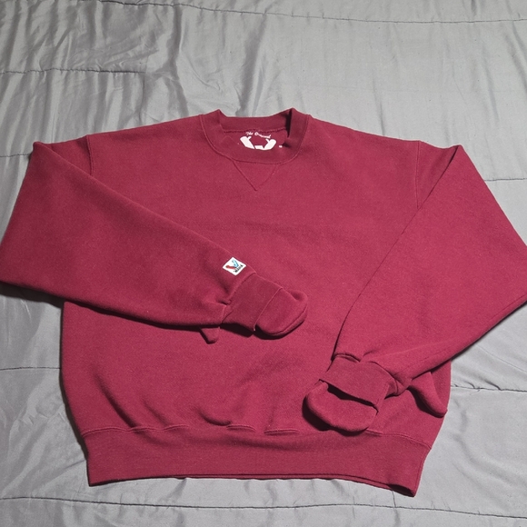 The Original WAHA Sweaters - Women's Burgundy Crewneck Sweater With Built-in Mittens
